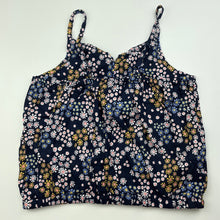 Load image into Gallery viewer, Girls KID, navy floral linen blend top, EUC, size 10,  