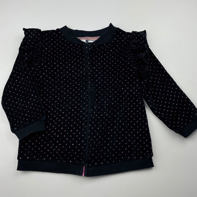 Girls Dymples, black & pink velour sweater / top, FUC, size 2,  