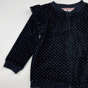 Girls Dymples, black & pink velour sweater / top, FUC, size 2,  