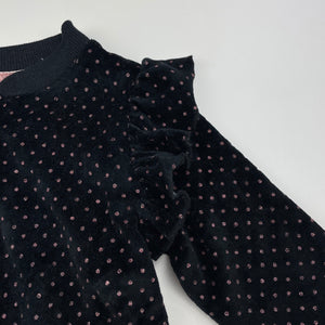 Girls Dymples, black & pink velour sweater / top, FUC, size 2,  