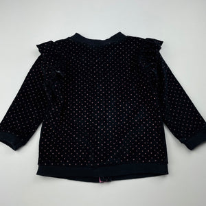 Girls Dymples, black & pink velour sweater / top, FUC, size 2,  