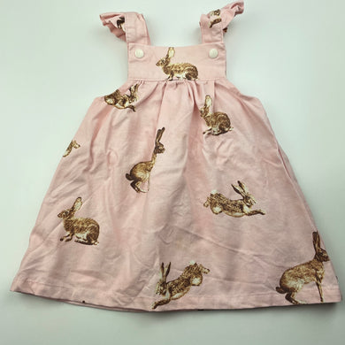 Girls Dukes + Duchesses, pink cotton casual dress, marks on front, FUC, size 00, L: 38cm