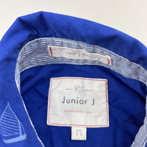 Boys Junior J, blue cotton short sleeve shirt, GUC, size 2-3,  