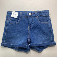 Load image into Gallery viewer, Girls Anko, blue stretch denim shorts, adjustable, NEW, size 9,  