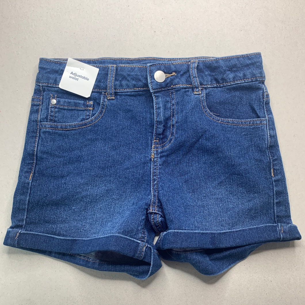 Girls Anko, blue stretch denim shorts, adjustable, NEW, size 9,  