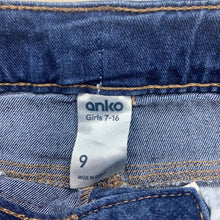 Load image into Gallery viewer, Girls Anko, blue stretch denim shorts, adjustable, NEW, size 9,  