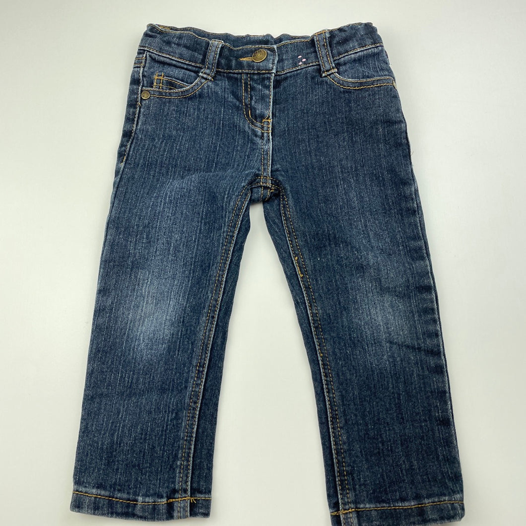 Girls Target, dark denim jeans, adjustable, Inside leg: 31.5cm, GUC, size 2,  