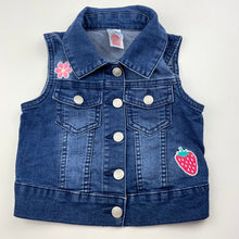 Load image into Gallery viewer, Girls H&amp;T, embroidered stretch denim vest, EUC, size 6,  