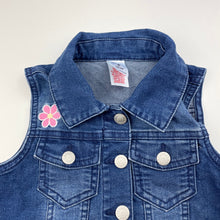 Load image into Gallery viewer, Girls H&amp;T, embroidered stretch denim vest, EUC, size 6,  