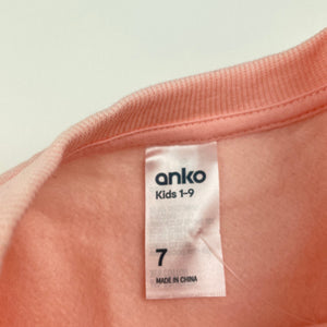 Girls Anko, pink fleece lined sweater / jumper, FUC, size 7,  
