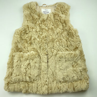 Girls Zara, faux fur vest / jacket, hook fastening, EUC, size 8-9,  