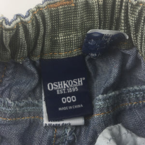 Boys Osh Kosh, cotton denim jeans, elasticated waist, GUC, size 000