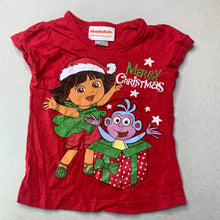 Load image into Gallery viewer, Girls Nickelodeon, Dora the Explorer cotton Christmas t-shirt, EUC, size 3,  