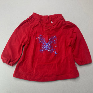 Girls Bebe by Minihaha, red stretchy long sleeve top, GUC, size 00,  