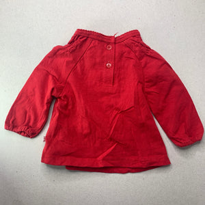 Girls Bebe by Minihaha, red stretchy long sleeve top, GUC, size 00,  