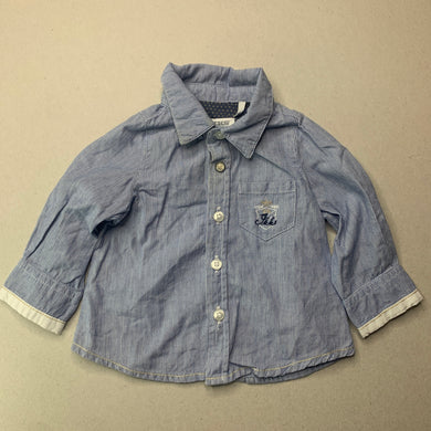 Boys IKKS, lightweight cotton long sleeve shirt, FUC, size 3 months,  