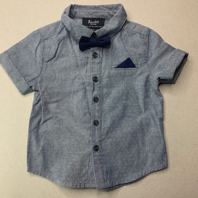 Boys Bardot Junior, short sleeve shirt, bowtie attached, EUC, size 00,  