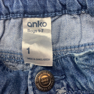 Boys Anko, blue denim shorts, adjustable, GUC, size 1,  