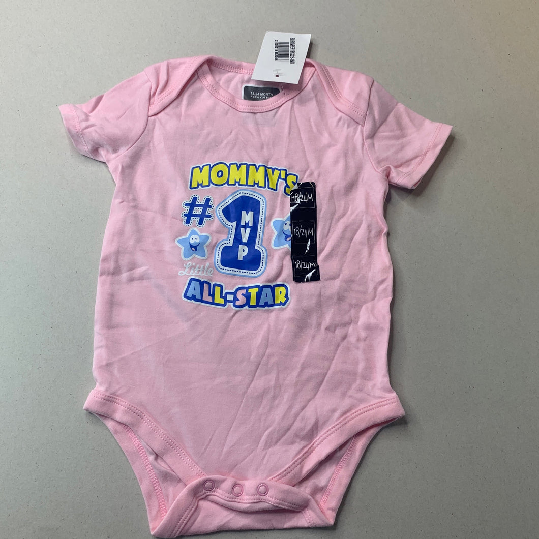 Girls pink, cotton bodysuit / romper, NEW, size 2,  