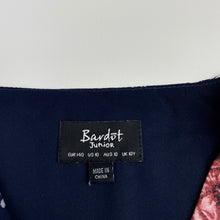 Load image into Gallery viewer, Girls Bardot Junior, navy floral cropped tie front top, L: 32cm, GUC, size 10,  