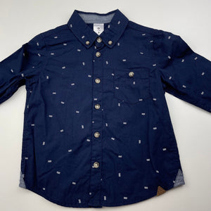 Boys Target, navy cotton long sleeve shirt, EUC, size 3,  