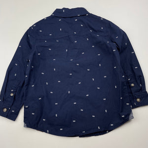 Boys Target, navy cotton long sleeve shirt, EUC, size 3,  
