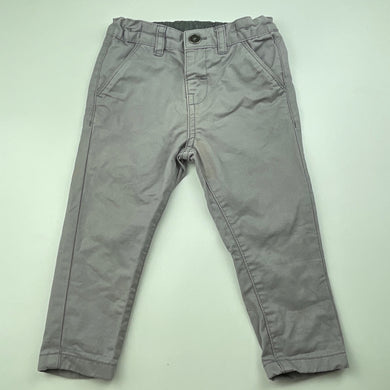 Boys Dymples, grey cotton chino pants, adjustable, Inside leg: 28cm, FUC, size 1,  
