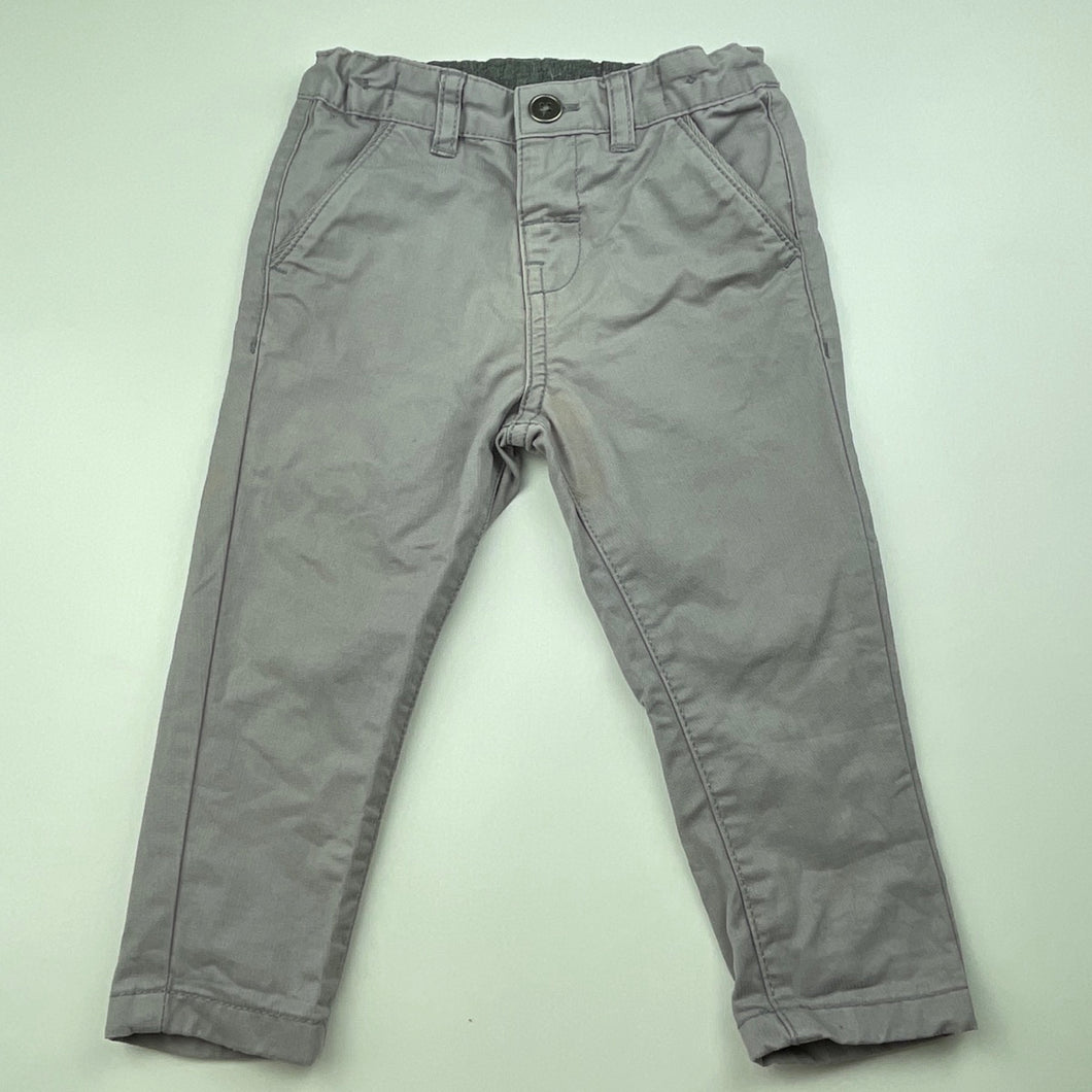 Boys Dymples, grey cotton chino pants, adjustable, Inside leg: 28cm, FUC, size 1,  