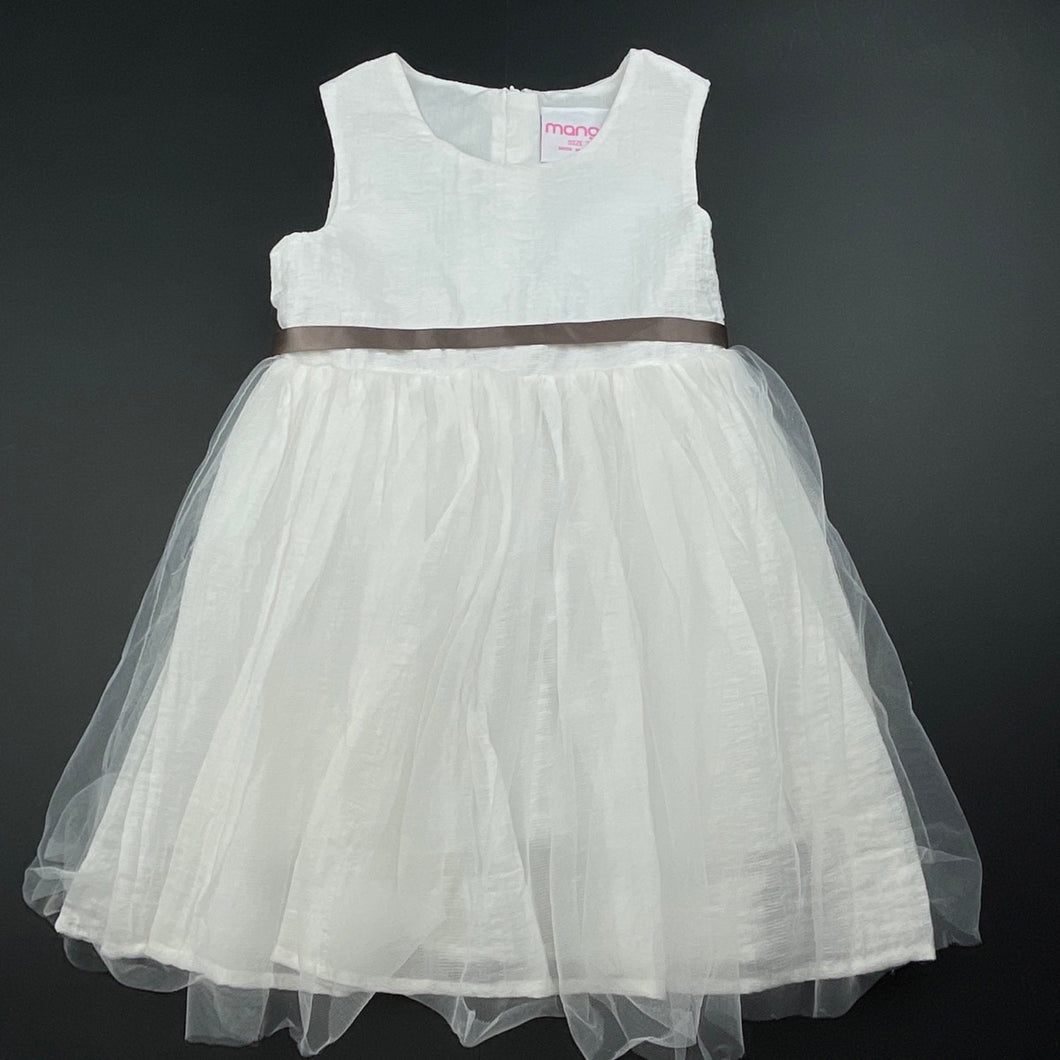 Girls Mango, white tulle party dress, GUC, size 2, L: 50cm