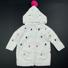 Load image into Gallery viewer, Girls Seed, knitted cotton hooded cardigan, EUC, size 000,  