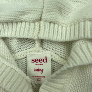 Girls Seed, knitted cotton hooded cardigan, EUC, size 000,  