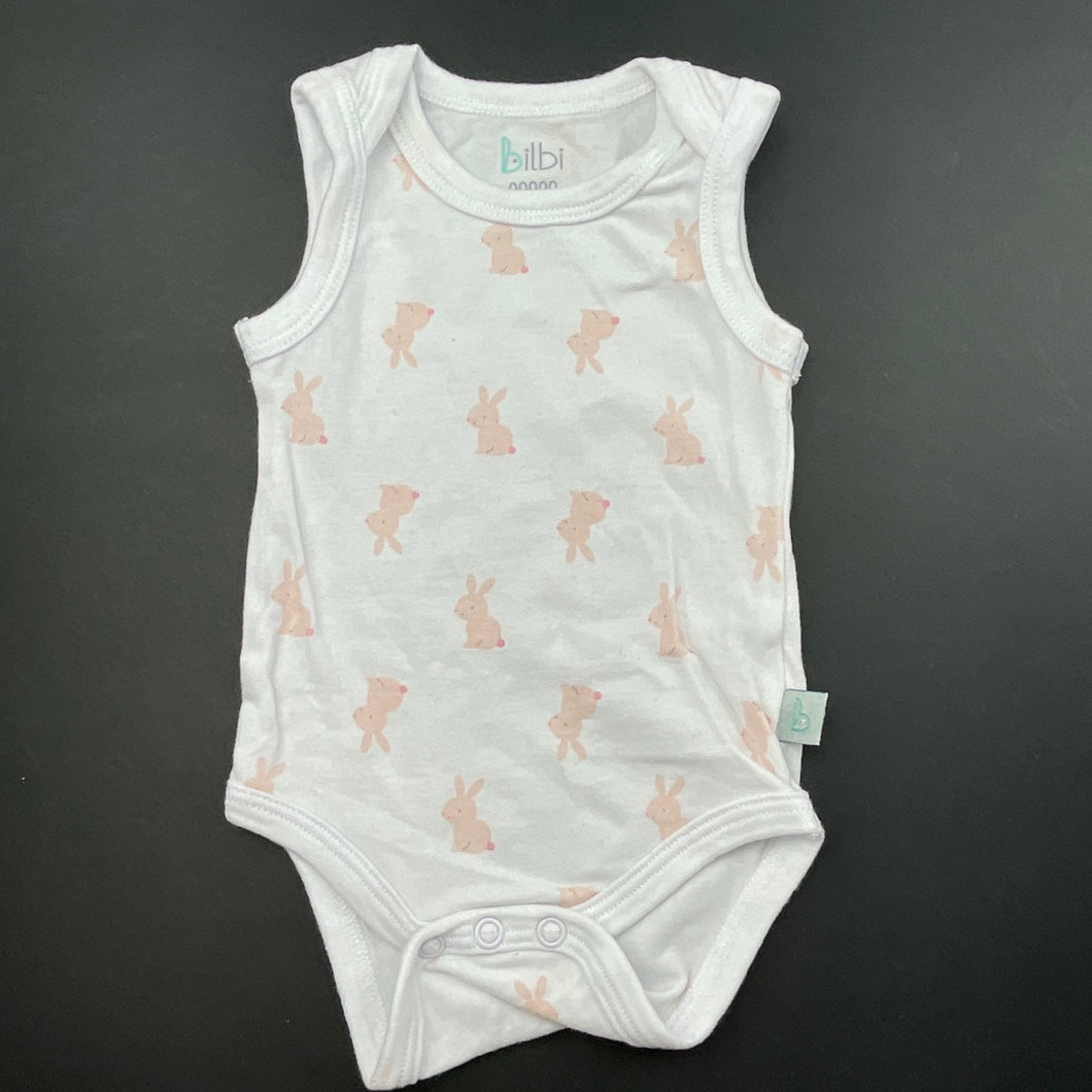 Girls Bilbi, stretchy singletsuit / romper, rabbits, GUC, size 00000,  