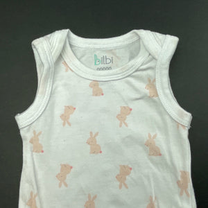 Girls Bilbi, stretchy singletsuit / romper, rabbits, GUC, size 00000,  