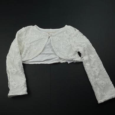 Girls Designer Kidz, lined floral lace bolero cardigan, GUC, size 1,  