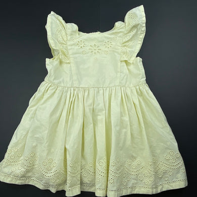 Girls Sprout, lined lemon cotton summer dress, GUC, size 0, L: 39cm