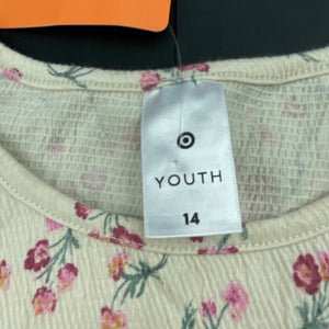 Girls Target, floral puff sleeve top, NEW, size 14,  