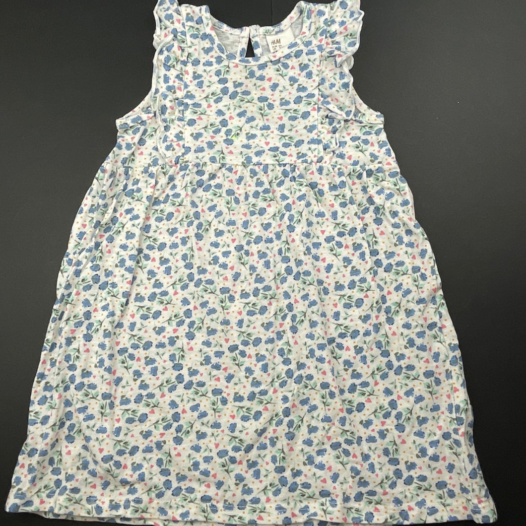 Girls H&M, floral cotton casual dress, FUC, size 1, L: 41cm