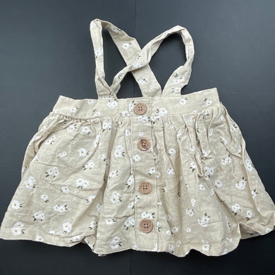 Girls Baby Baby, linen blend floral suspender skirt, elasticated, EUC, size 000,  