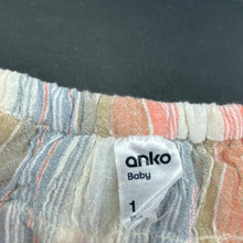 Load image into Gallery viewer, Girls Anko, striped cotton ruffle bloomers / nappy cover, EUC, size 1,  
