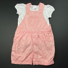 Load image into Gallery viewer, Girls Tiny Little Wonders, cotton t-shirt &amp; overalls / shortalls, EUC, size 0,  