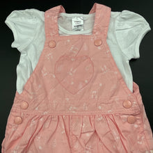 Load image into Gallery viewer, Girls Tiny Little Wonders, cotton t-shirt &amp; overalls / shortalls, EUC, size 0,  