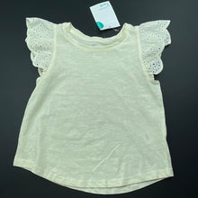 Load image into Gallery viewer, Girls Brilliant Basics, lemon cotton top, broderie sleeves, NEW, size 2,  