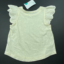 Load image into Gallery viewer, Girls Brilliant Basics, lemon cotton top, broderie sleeves, NEW, size 2,  