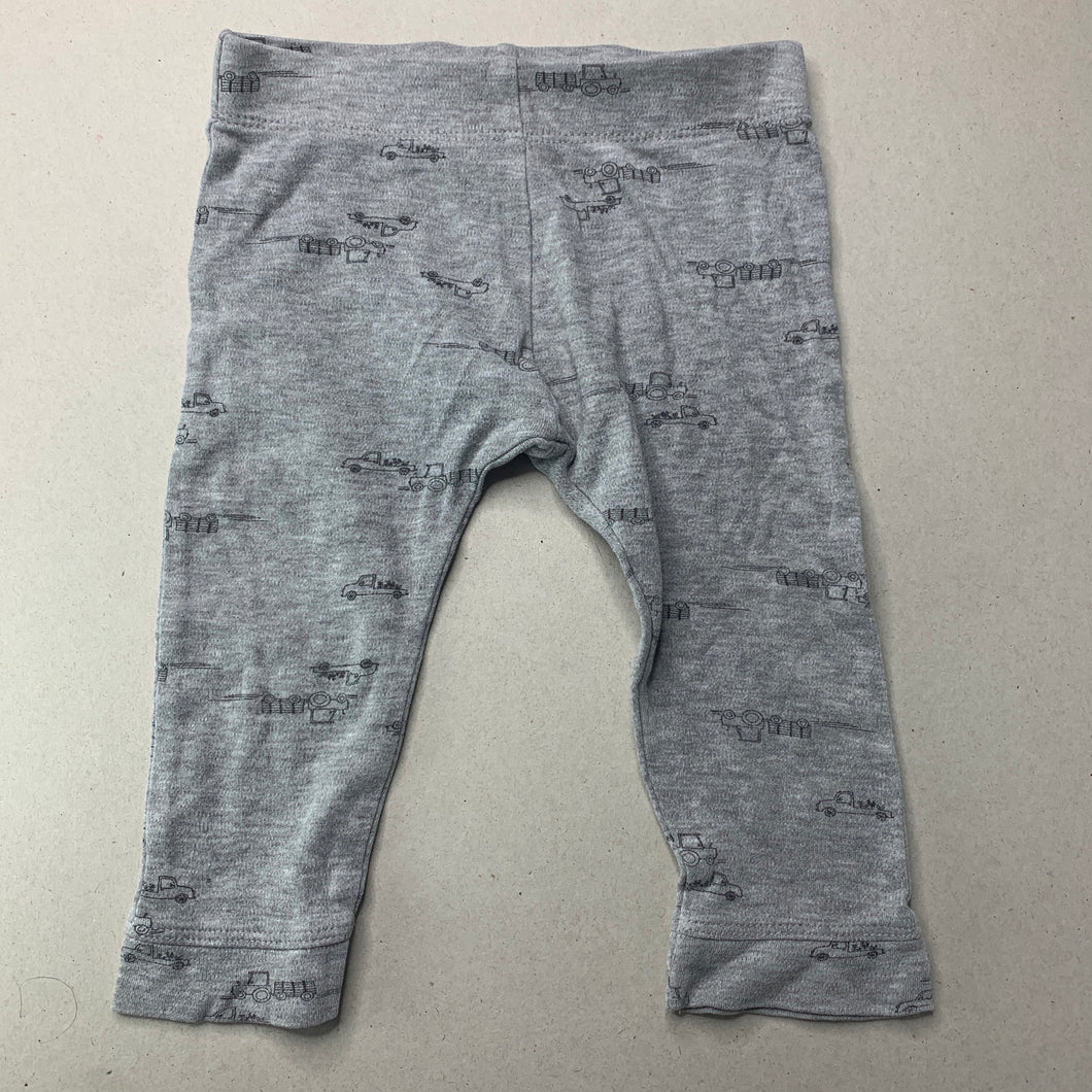 Boys Anko, grey leggings / bottoms, trucks, GUC, size 0,  