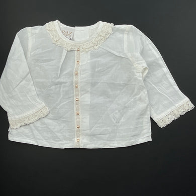 Girls Paz Rodriguez, lace trim lightweight cotton top, EUC, size 3 months,  