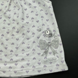 Girls Baby Baby, purple & white stretchy top, hearts, FUC, size 00,  