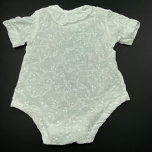 Load image into Gallery viewer, Girls white, embroidered lightweight cotton romper, EUC, size 00,  