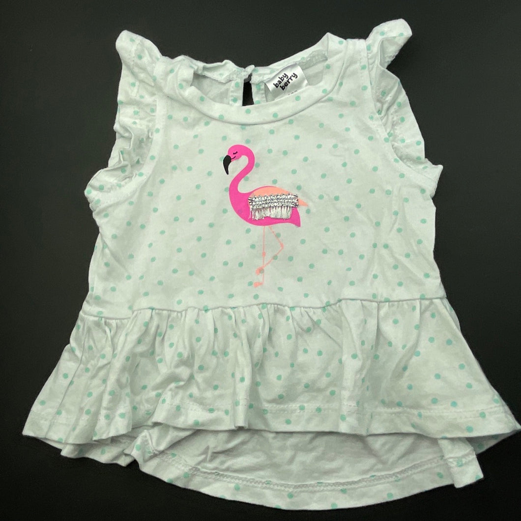 Girls Baby Berry, cotton t-shirt / top, flamingo, EUC, size 000,  