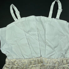 Load image into Gallery viewer, Girls spliced, white &amp; gold summer romper, EUC, size 1-2,  