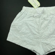 Load image into Gallery viewer, Girls First Impressions, white cotton shorts, elasticated, NEW, size 0,  